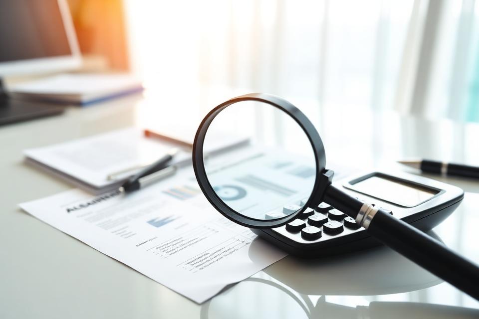 A magnifying glass over financial statements